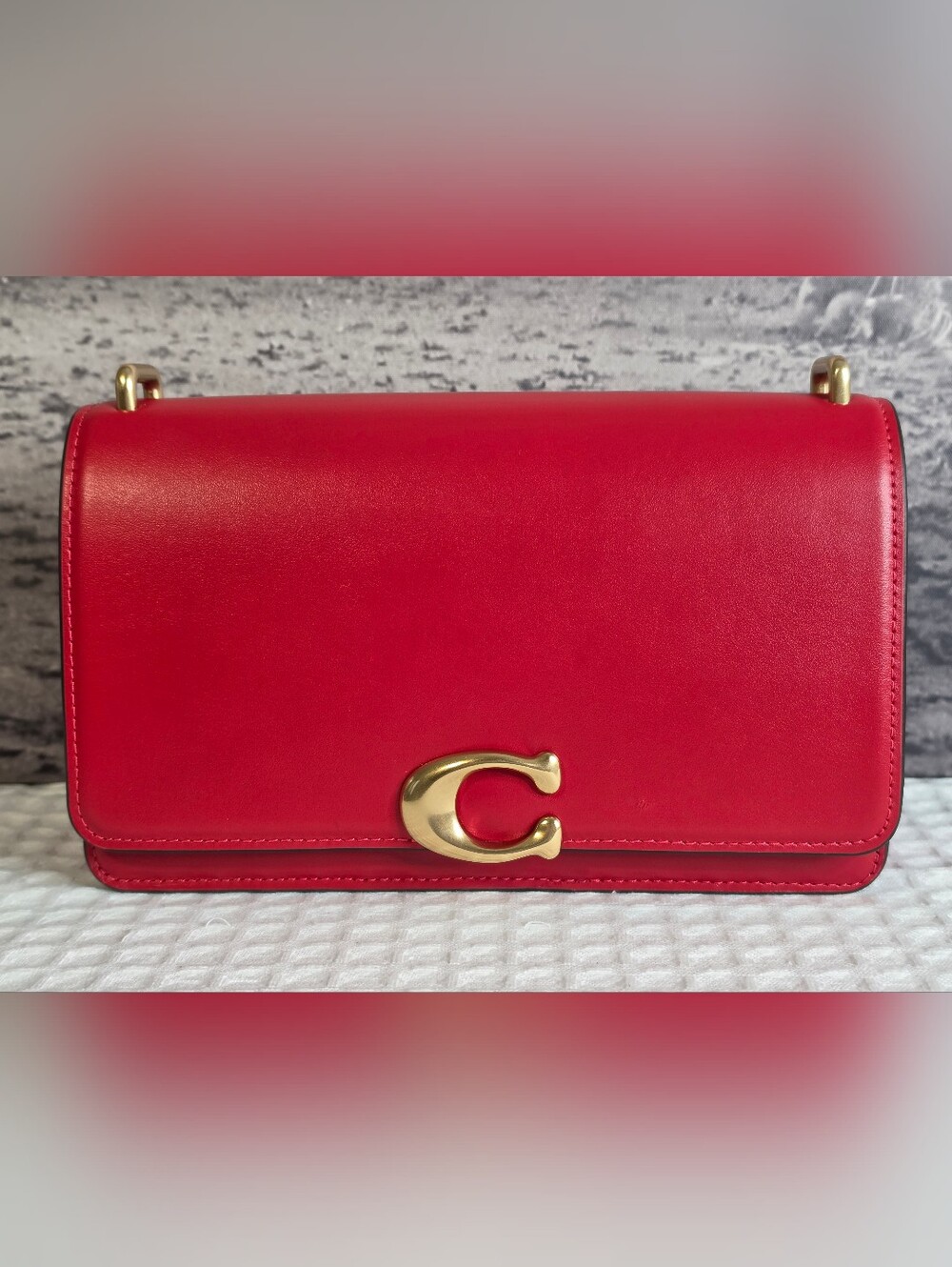 VGUC Coach Bandit Shoulder Bag Luxe Refined Calf Leather Bold Red CC416